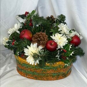 Holiday Floral Basket with Ceramic Basket